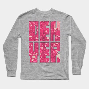 Denver, Colorado, USA City Map Typography - Blossom Long Sleeve T-Shirt